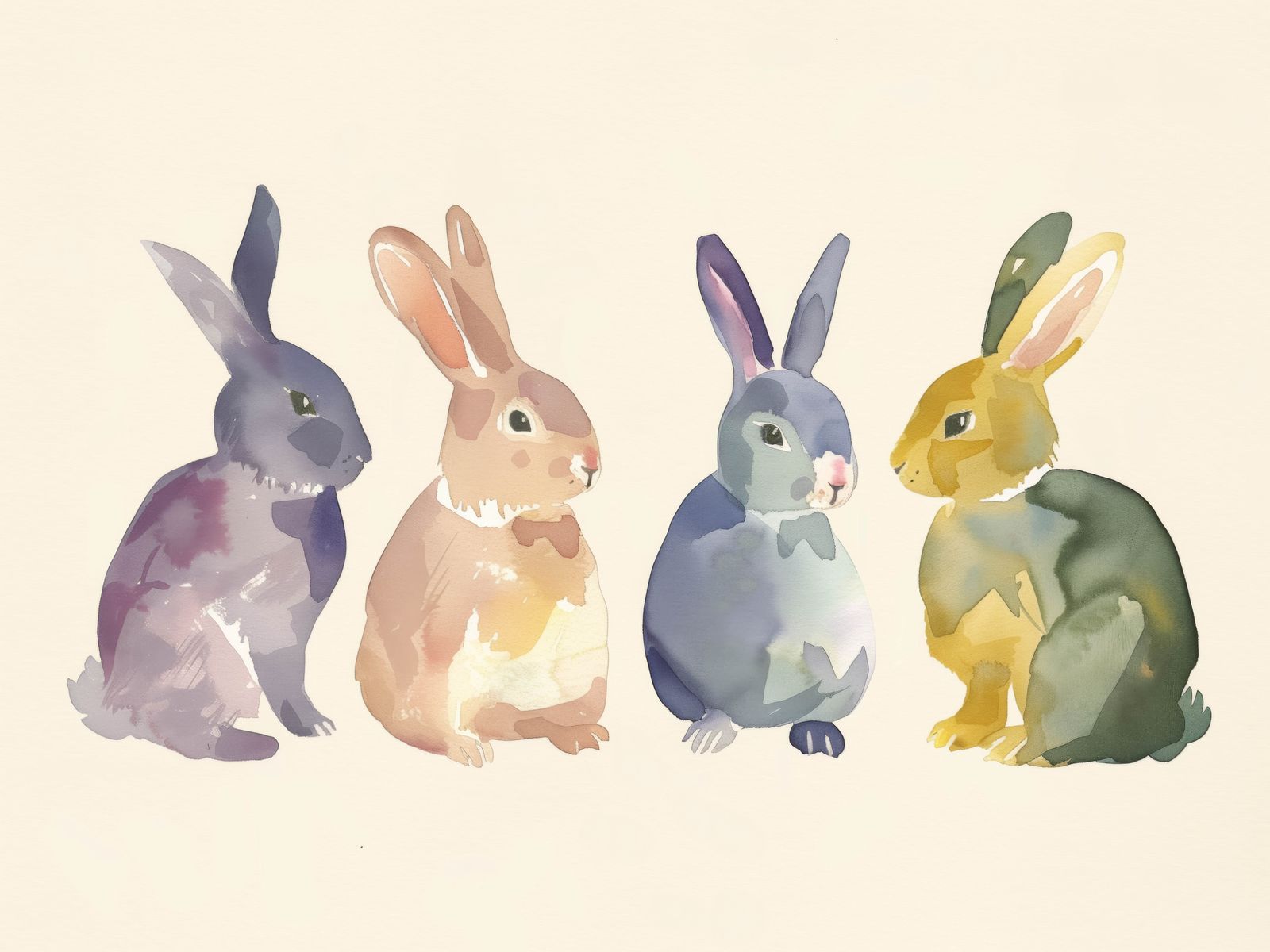 Poster - Watercolor Rabbits