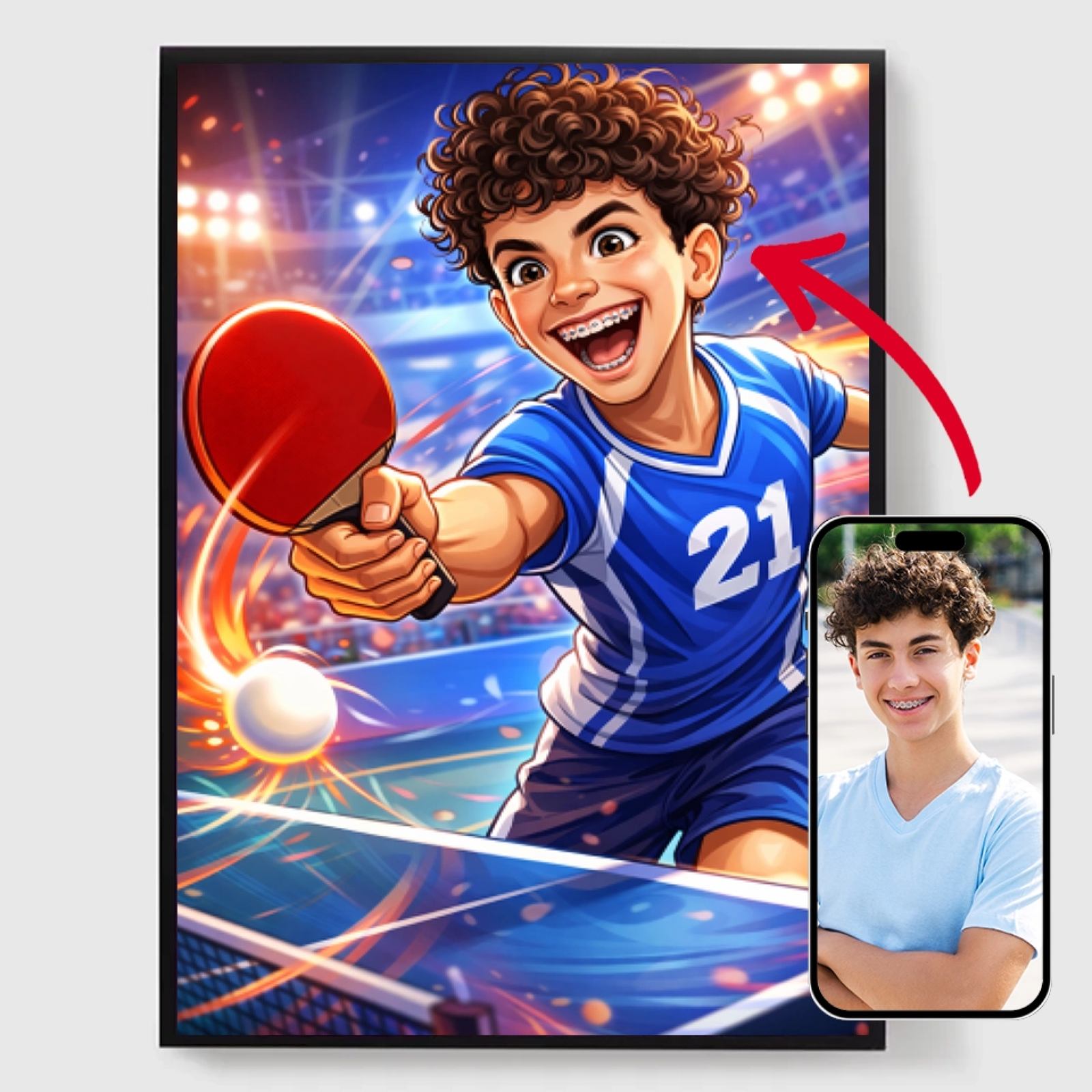 Personalised Poster - Funny Table Tennis Cartoon - AI Poster