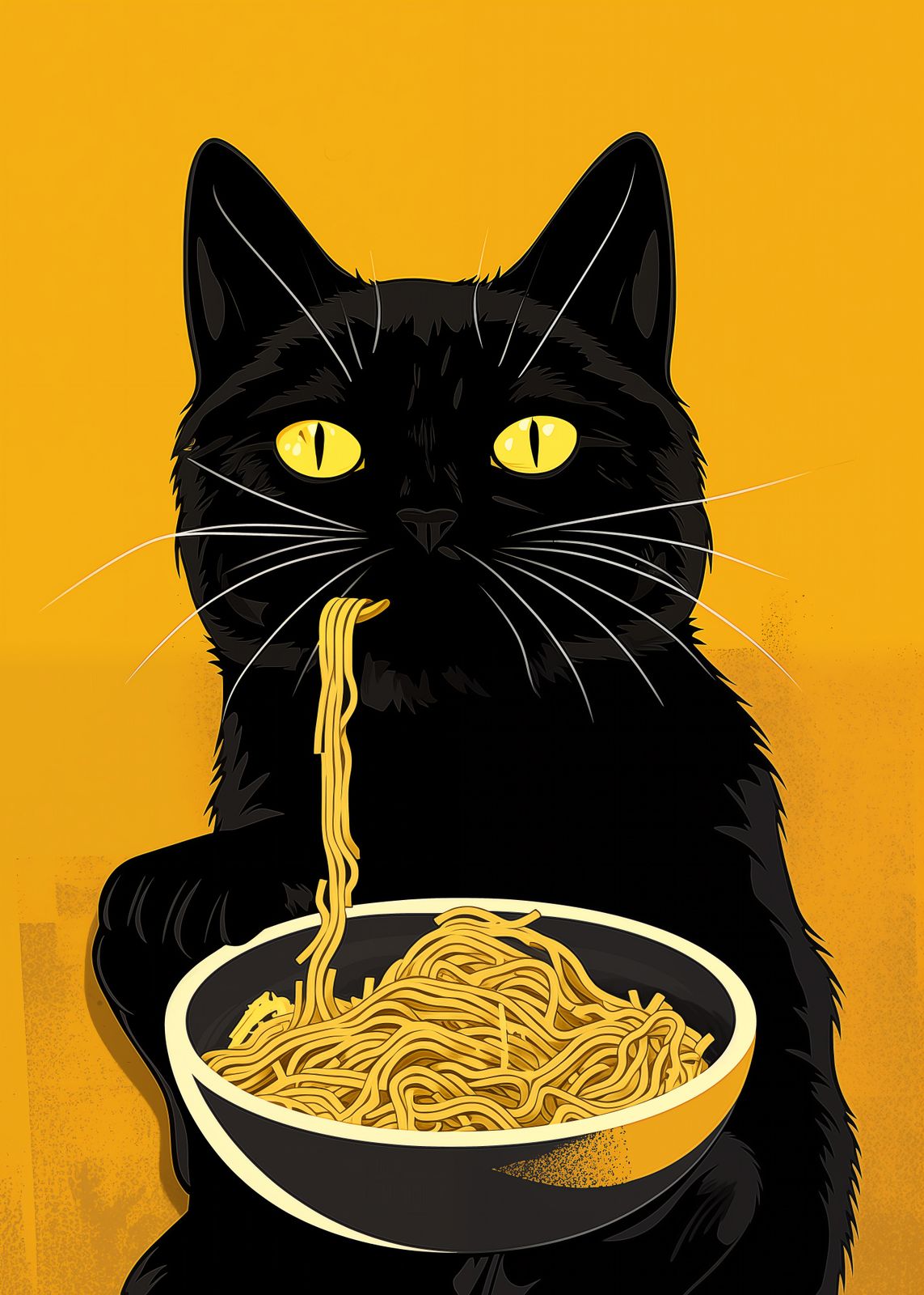 Poster - Black Cat with Noodles
