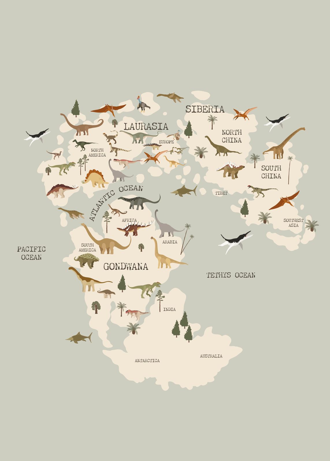 Poster - Dinosaur Map