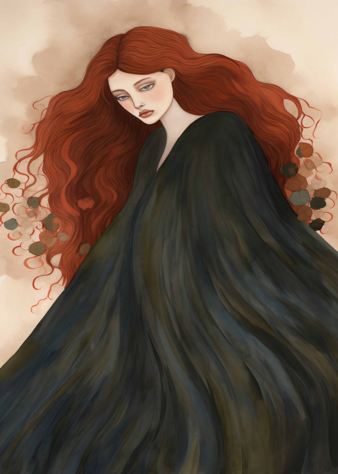 Poster - Elegant Red-Haired Woman