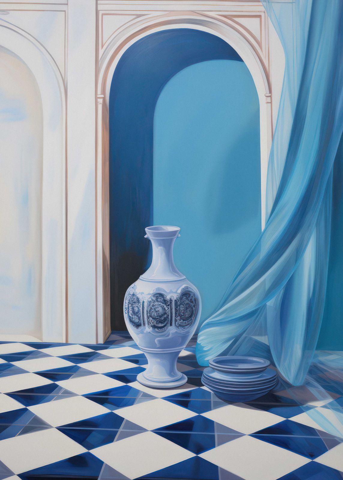 Poster - Blue Vase and Drapes