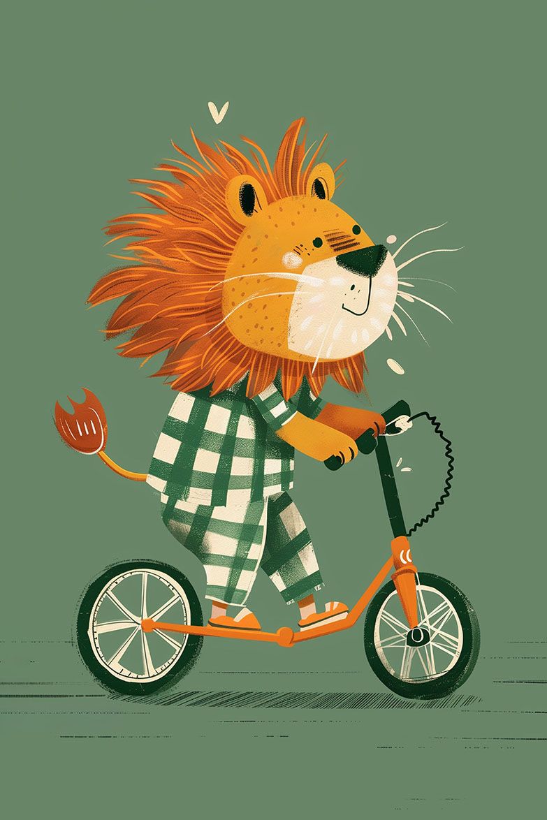 Poster - Lion on Scooter