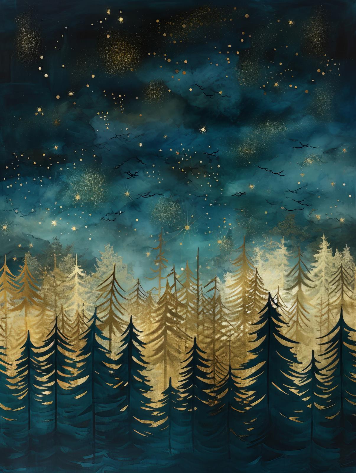 Poster - Starry Night Forest