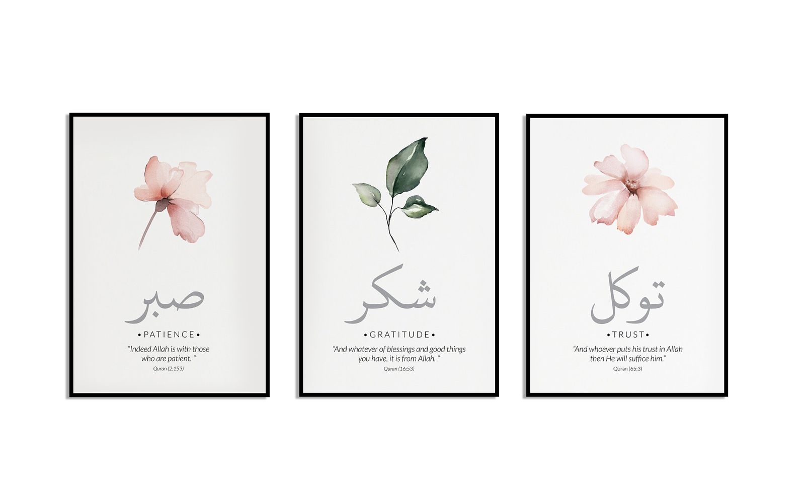 Patience, Gratitude, Trust Poster - Set of 3
