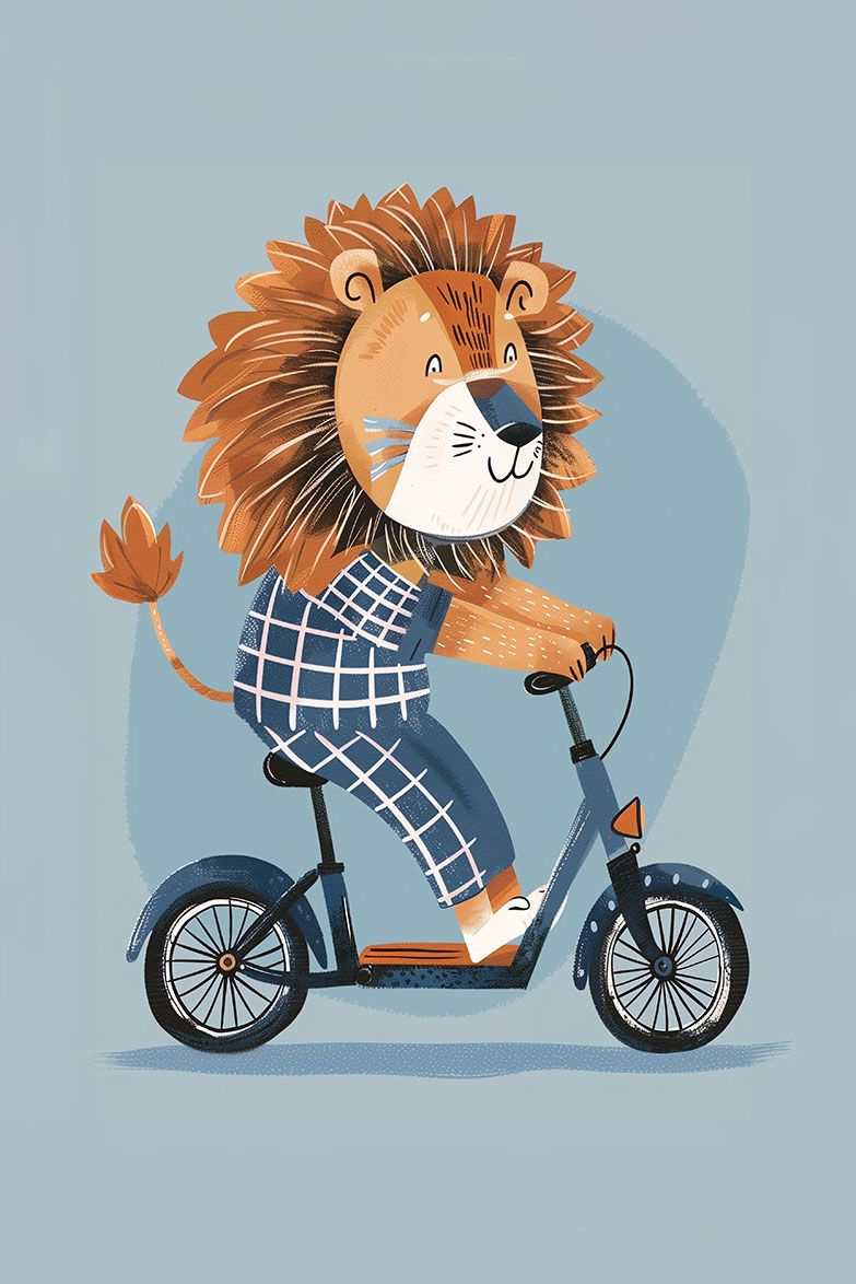 Poster - Lion on Scooter