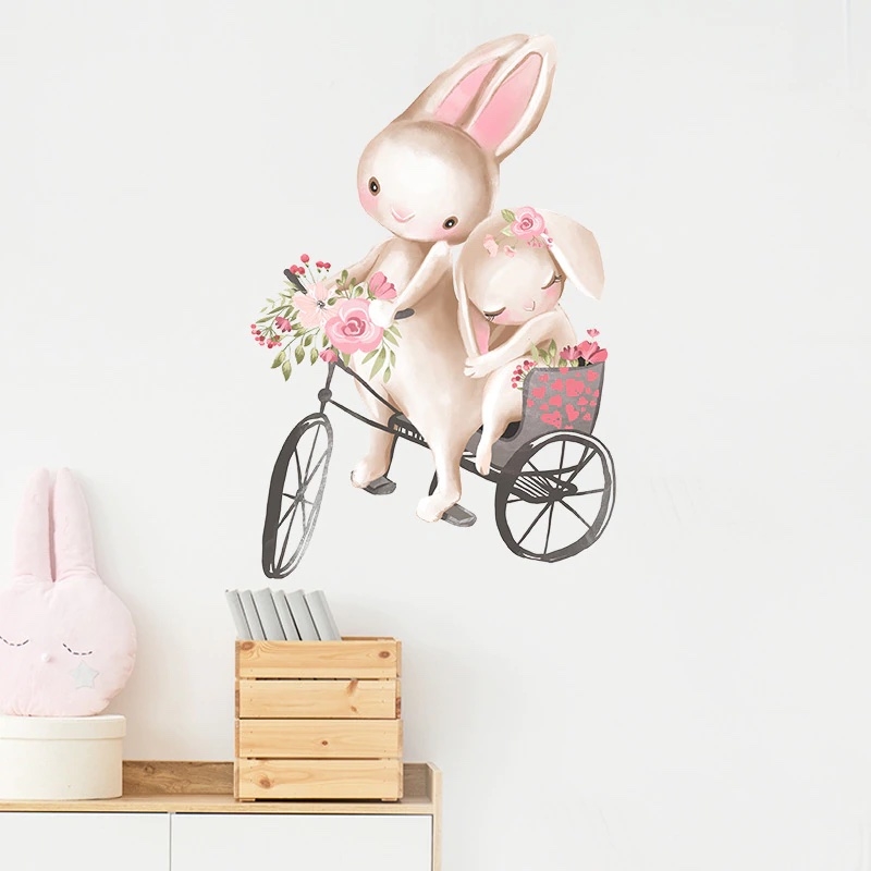 Wallsticker - Rabbit riding bicycle