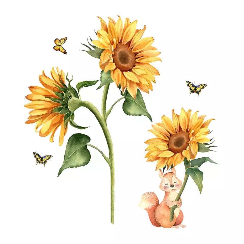 Wallsticker - Sunflower and Squirrel