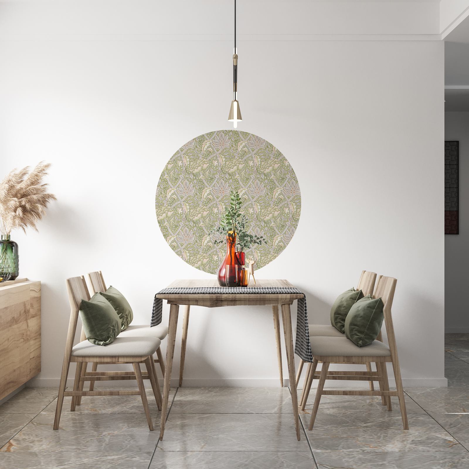 Wall Sticker / Circle - Floral Pattern