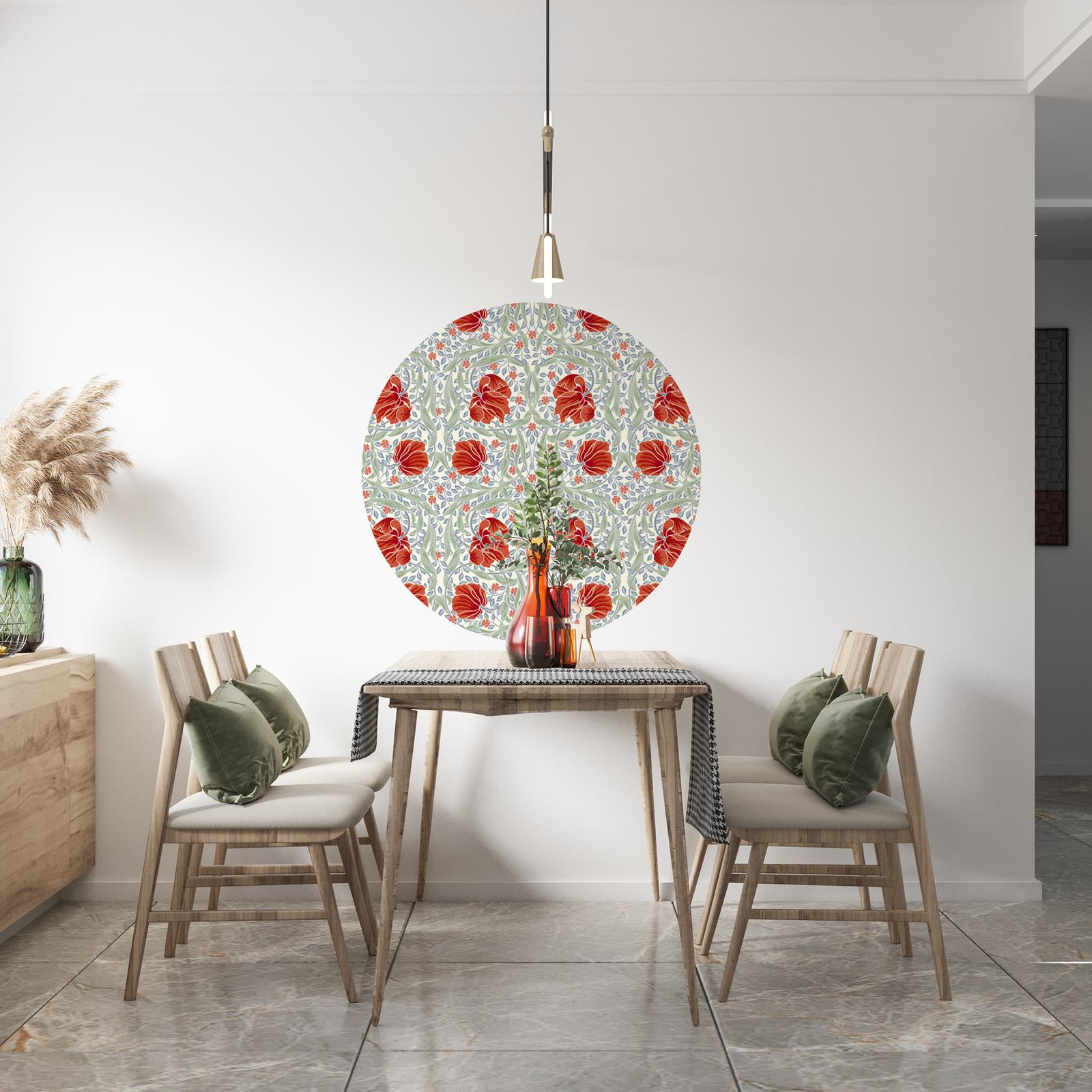 Wall Sticker / Circle - Floral Design