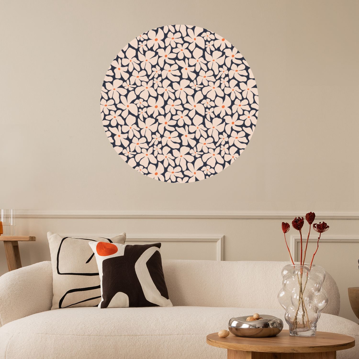 Wall Sticker / Circle - Floral Design